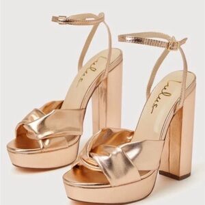 Lulu’s Rose Gold Platform Heels